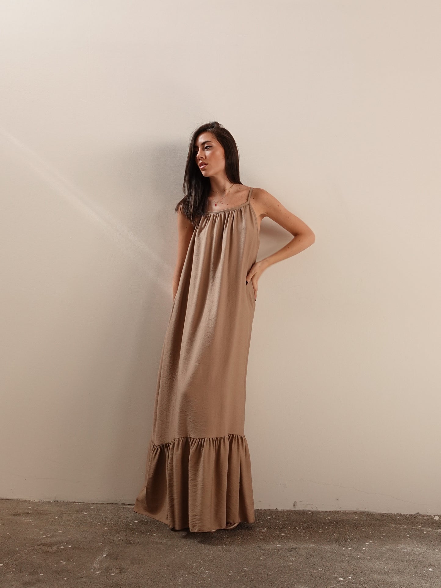 LONG DRESS JANIS - CAMEL 31035