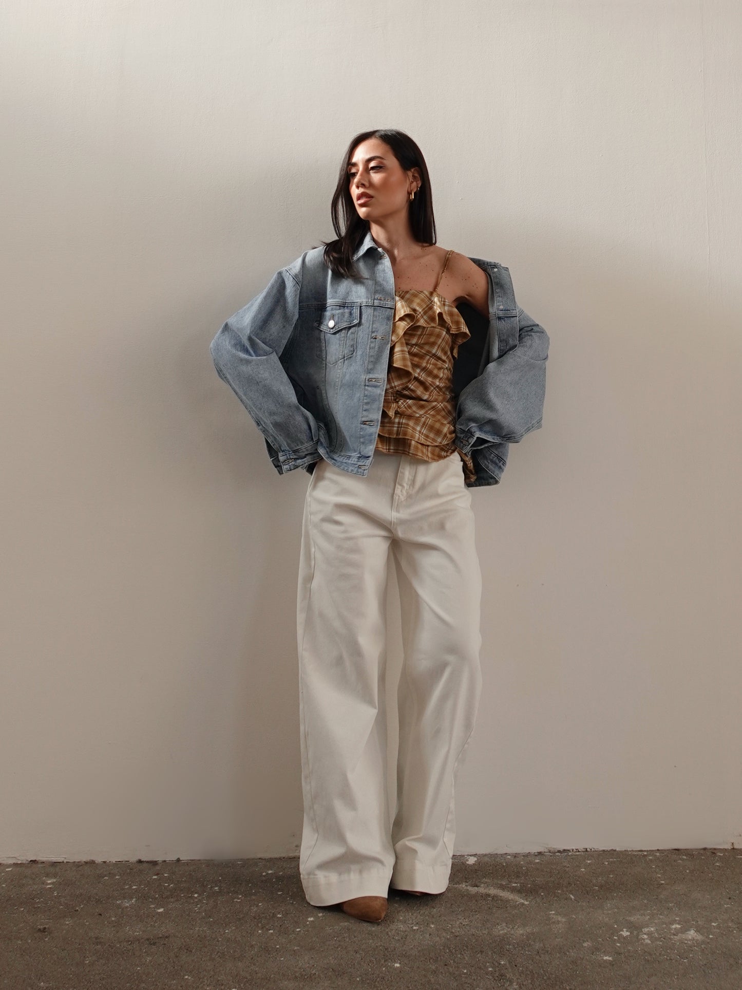 JEANS BAGGY FIT CON CINTURA - BIANCO 202446