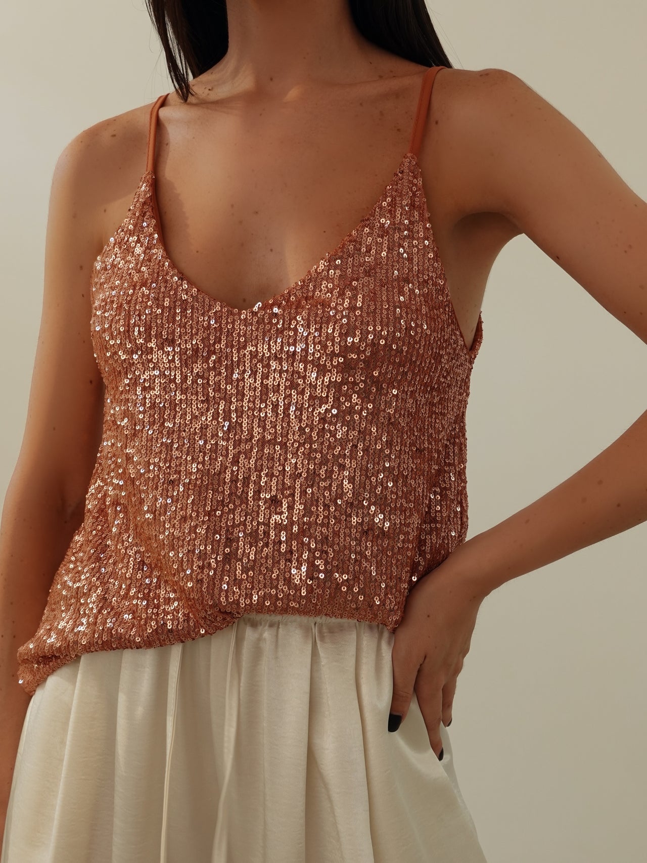 TOP PAILLETTES PARTY - SALMONE 6695