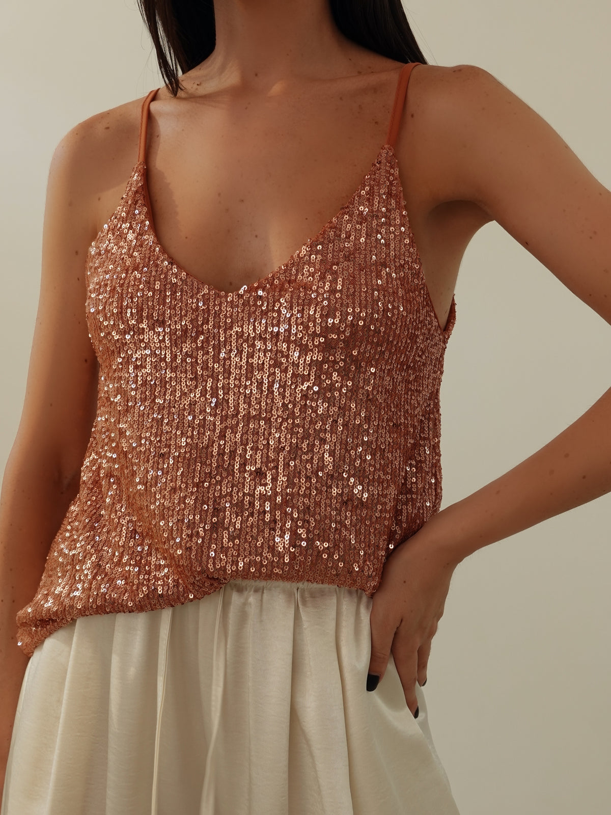 TOP PAILLETTES PARTY - SALMONE 6695