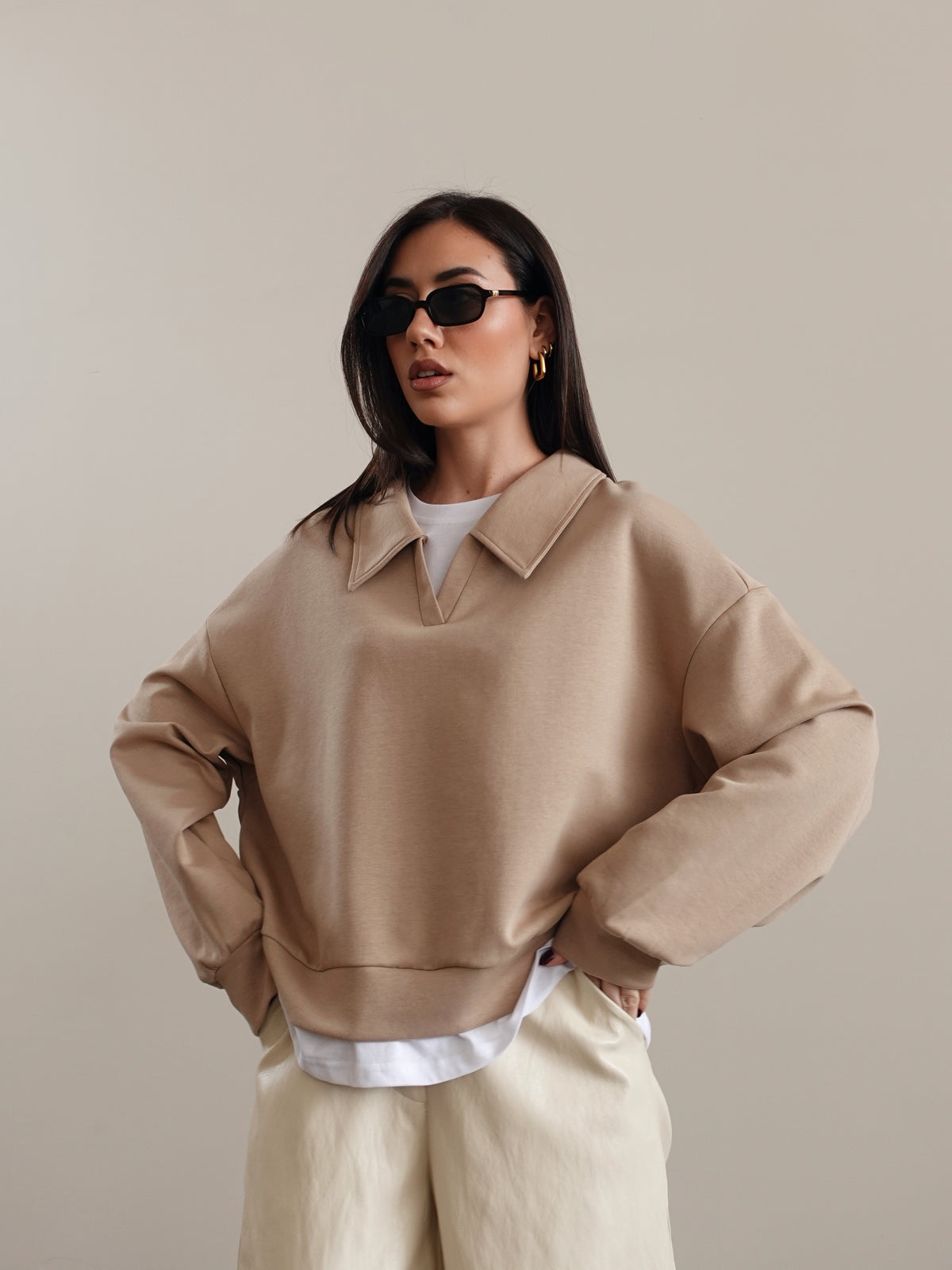 POLO CON T-SHIRT INTERNA - CAMEL 16198