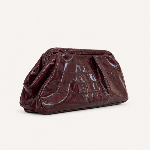 POUCH BAG CROCO - BURGUNDY