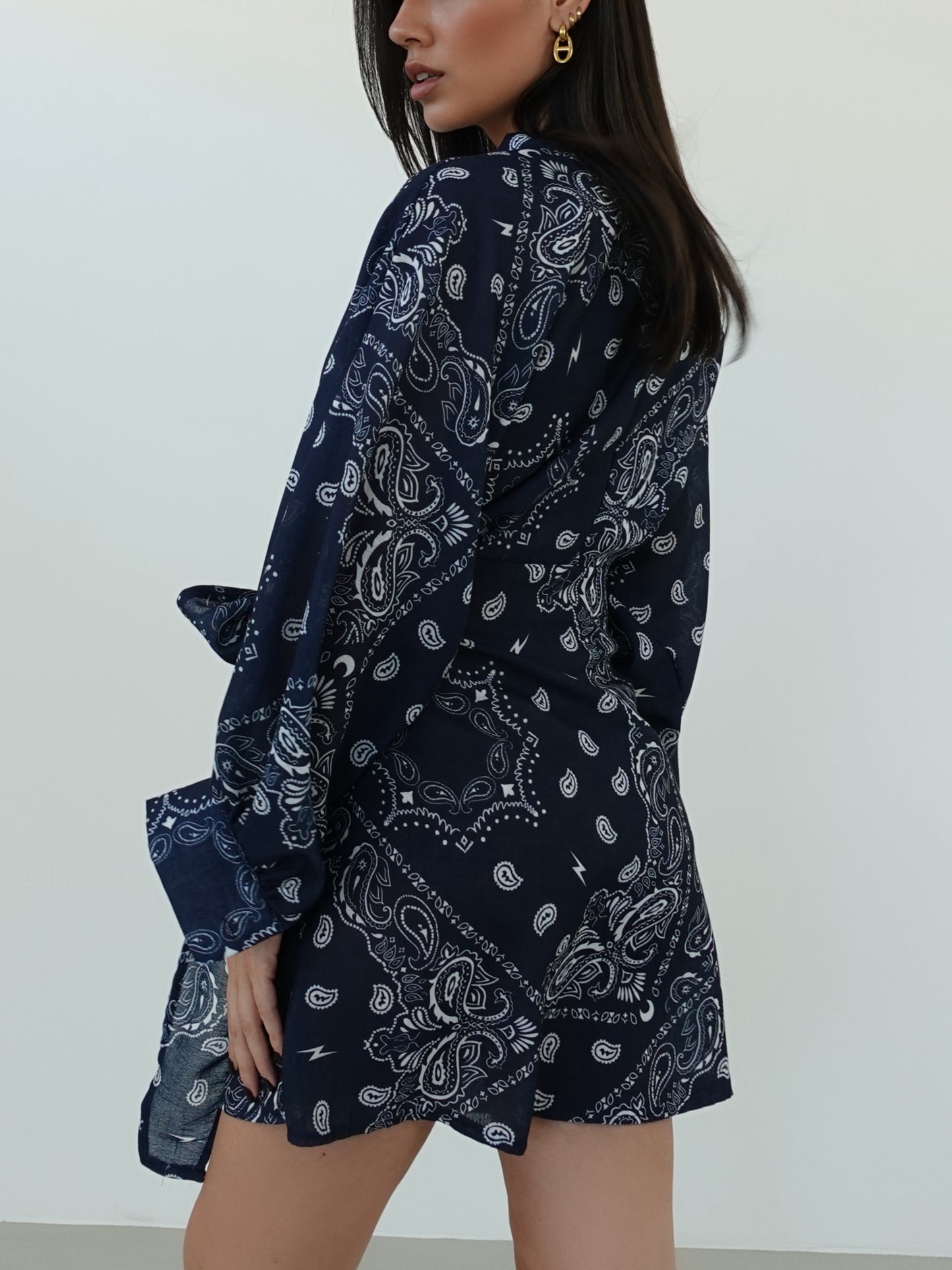 MINI DRESS BANDANA A PORTAFOGLIO  - BLU 668088