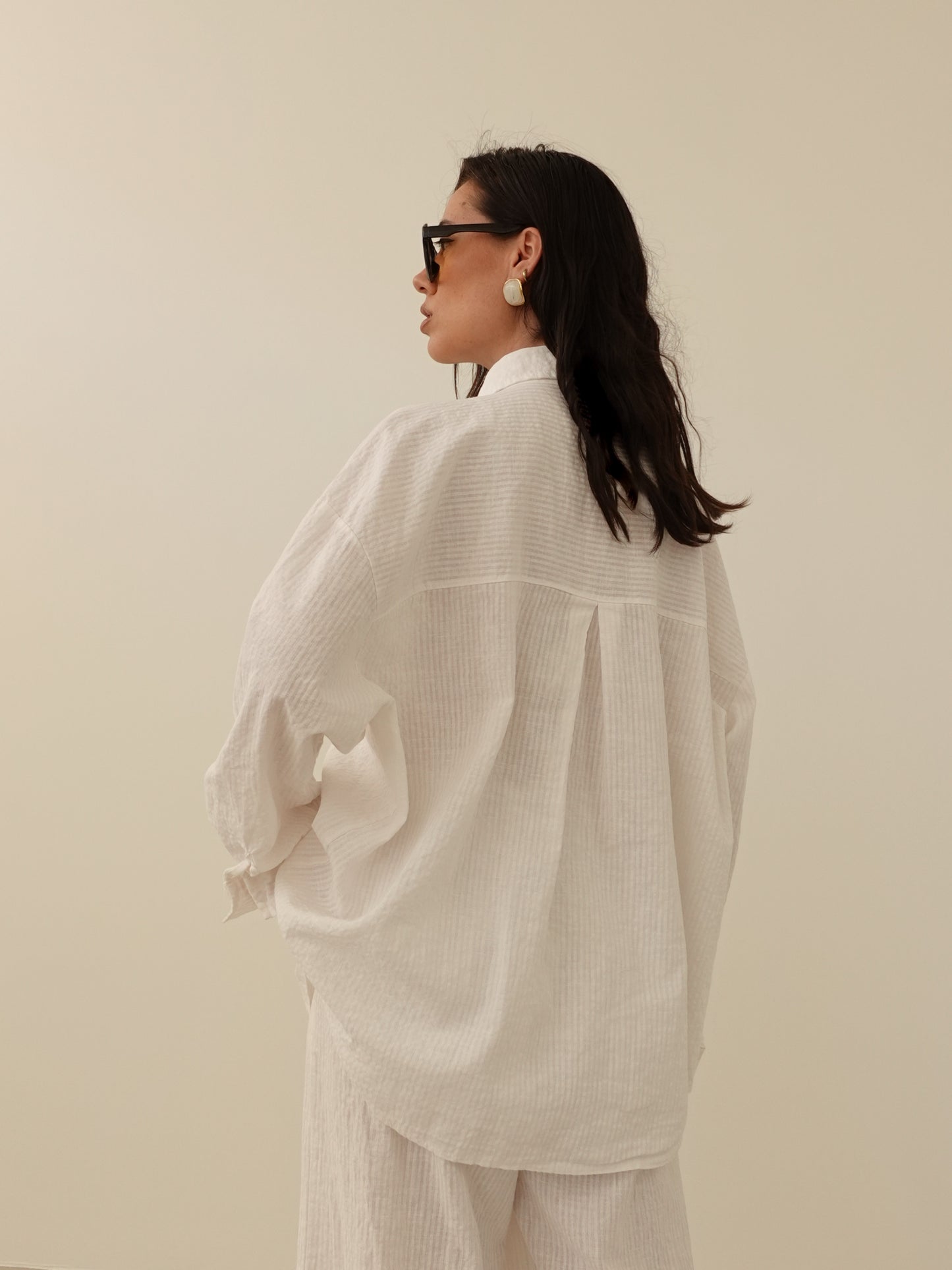 CAMICIA MILLERIGHE MISTO LINO - BIANCO 2549