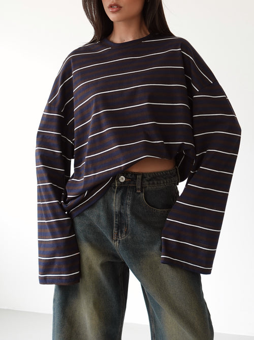 LONG-SLEEVE A RIGHE LUMINA - BLU LD6221