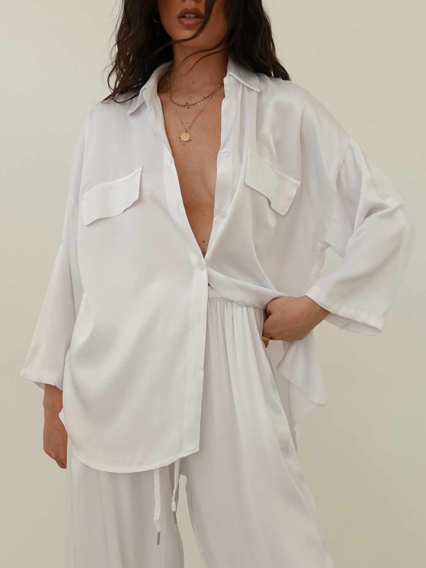 CAMICIA SATIN - BIANCO 24512