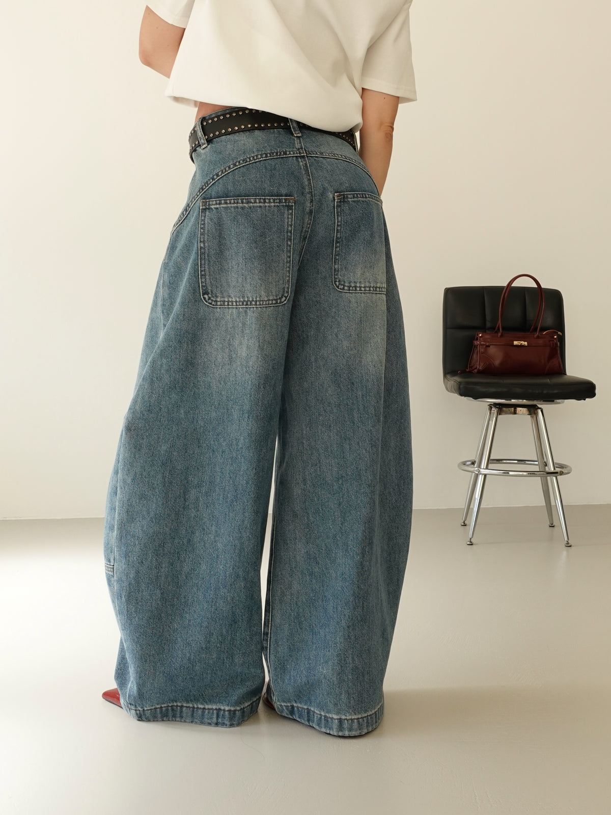 JEANS BAGGY BALLOON CON CINTURA - LAVAGGIO MEDIO 58016
