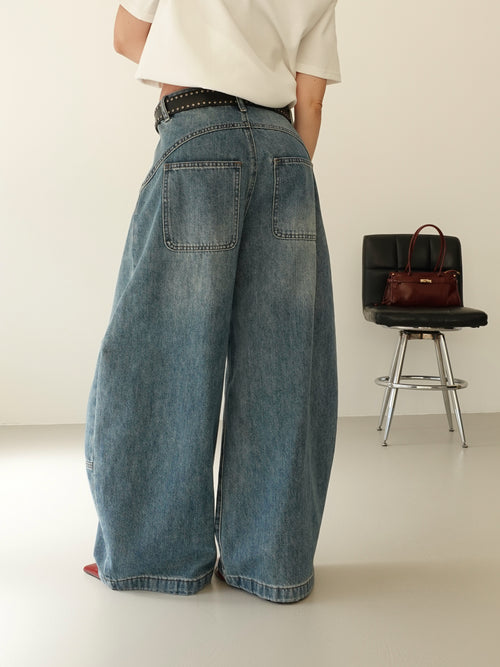 JEANS BAGGY BALLOON CON CINTURA - LAVAGGIO MEDIO 58016