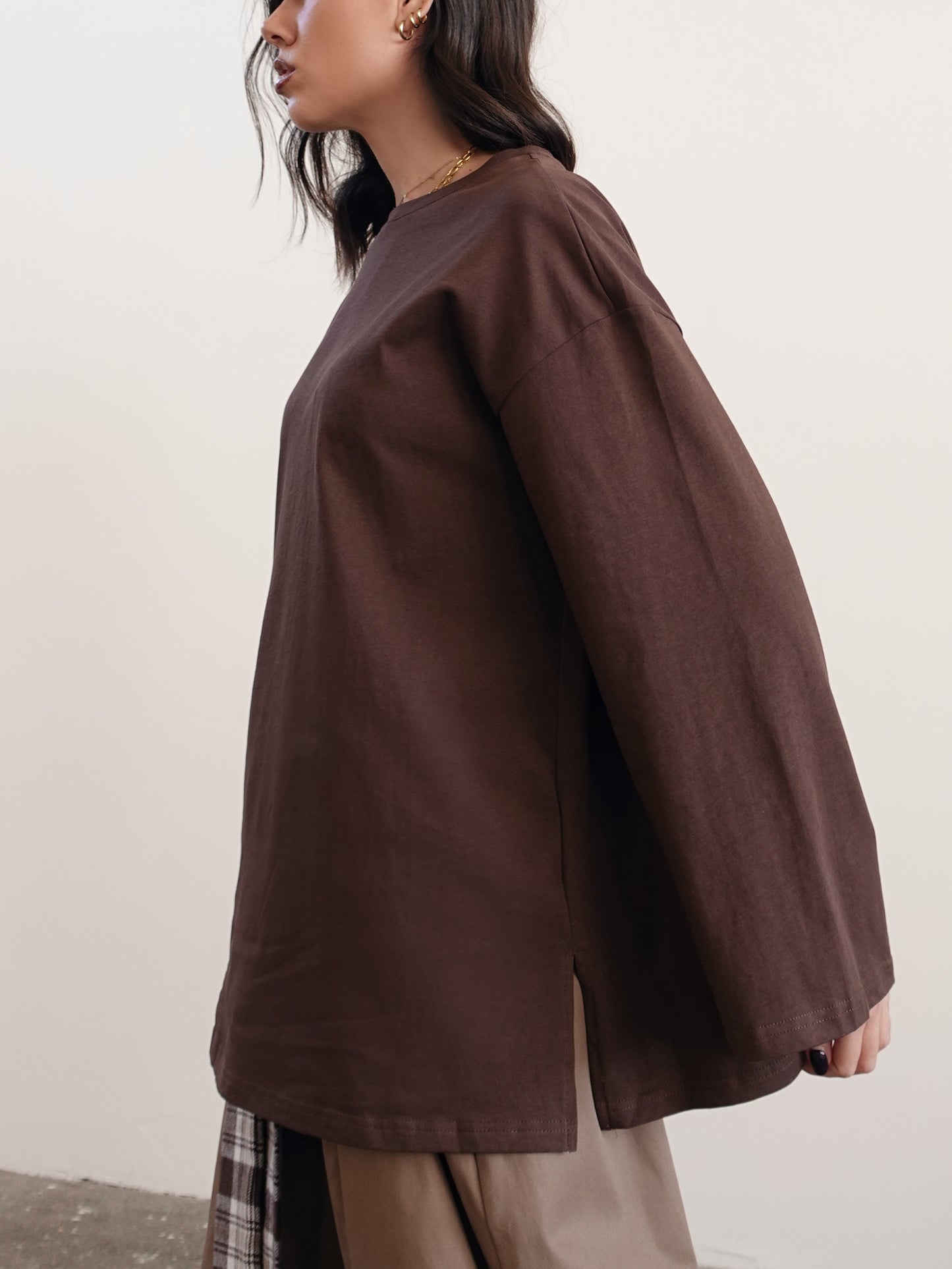 LONG-SLEEVE IN COTONE - MARRONE 3205