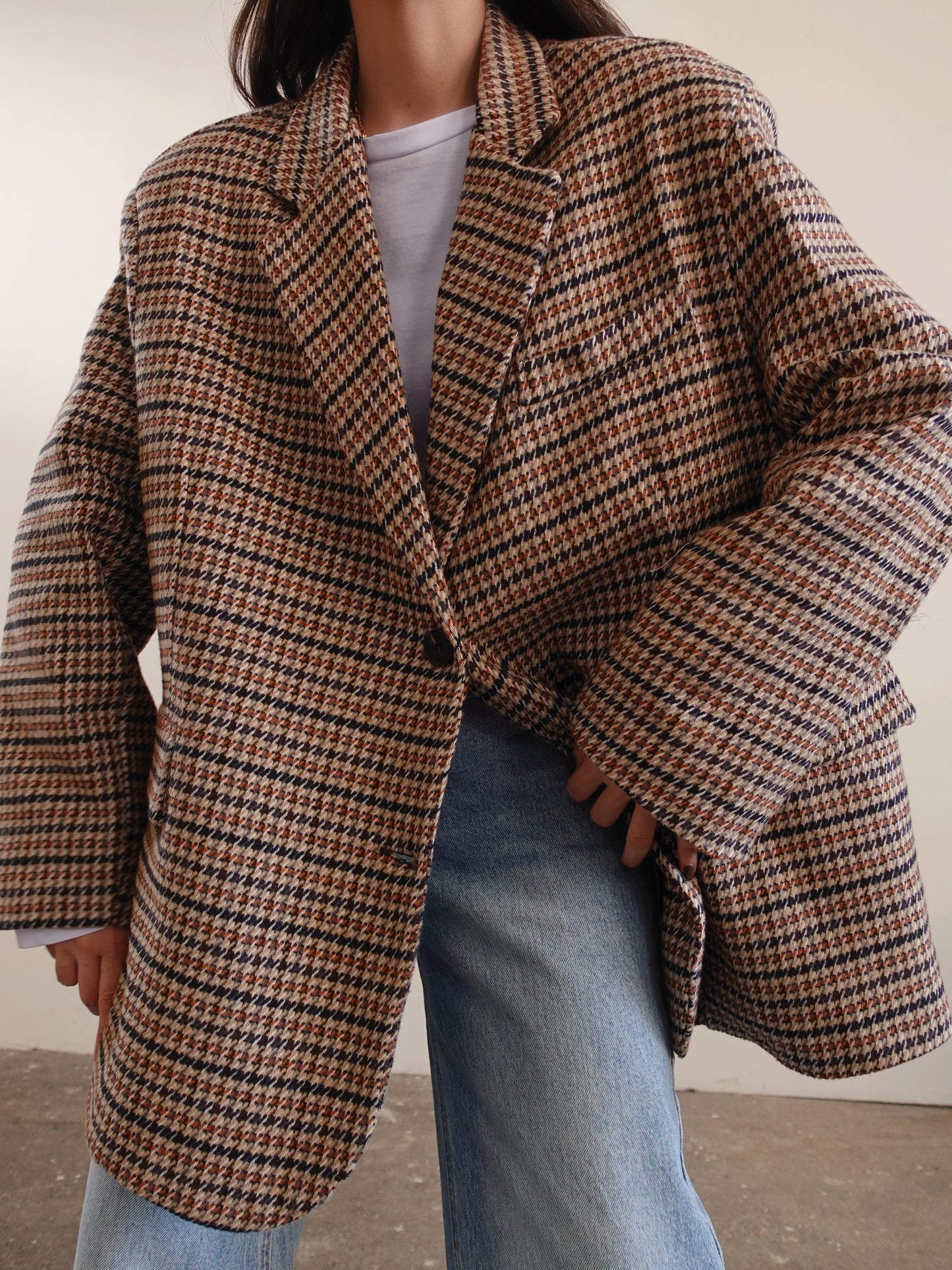 GIACCA/CAPPOTTO PIED DE POULE - BEIGE/COCCIO GC-02