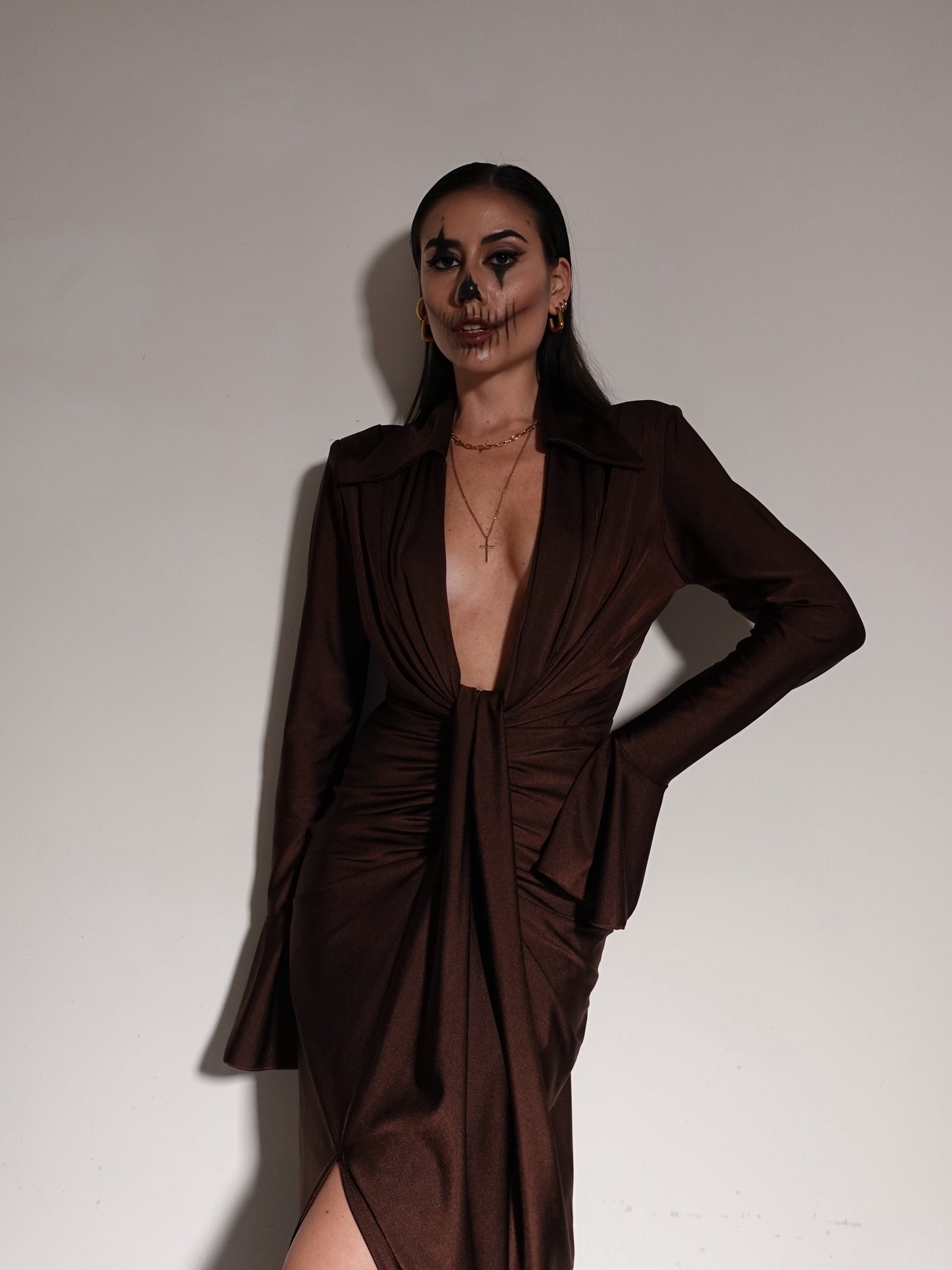 LONG DRESS CRUDELIA - MARRONE 14321