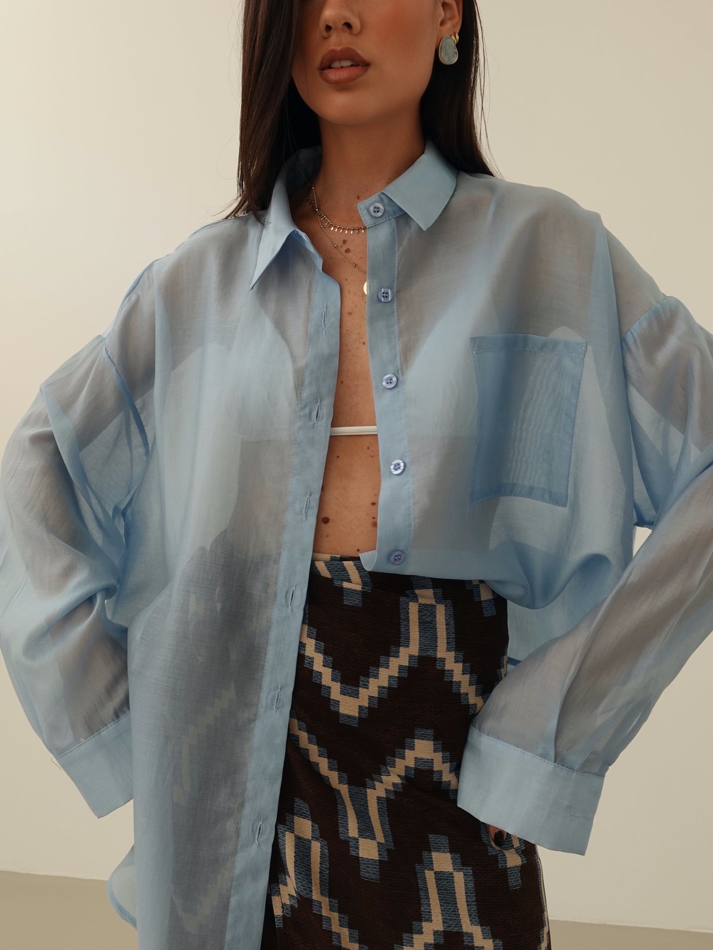 CAMICIA VELATA COLORFUL - AZZURRO 6808