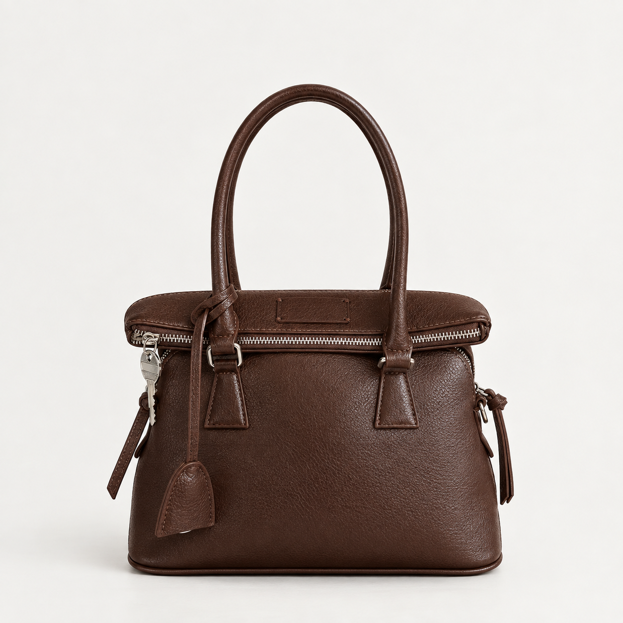 BAULETTO STRUTTURATO CON DOPPIO MANICO - MARRONE