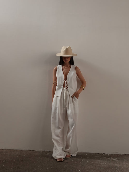 COORDINATO IN LINO FLORENCE - BIANCO 79715
