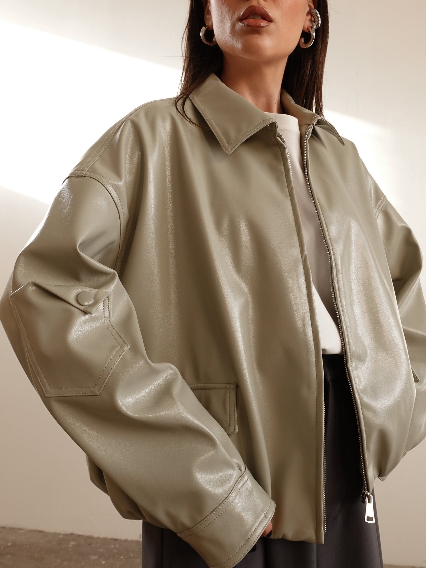 GIACCA BALLOON IN ECOPELLE - SALVIA 80719