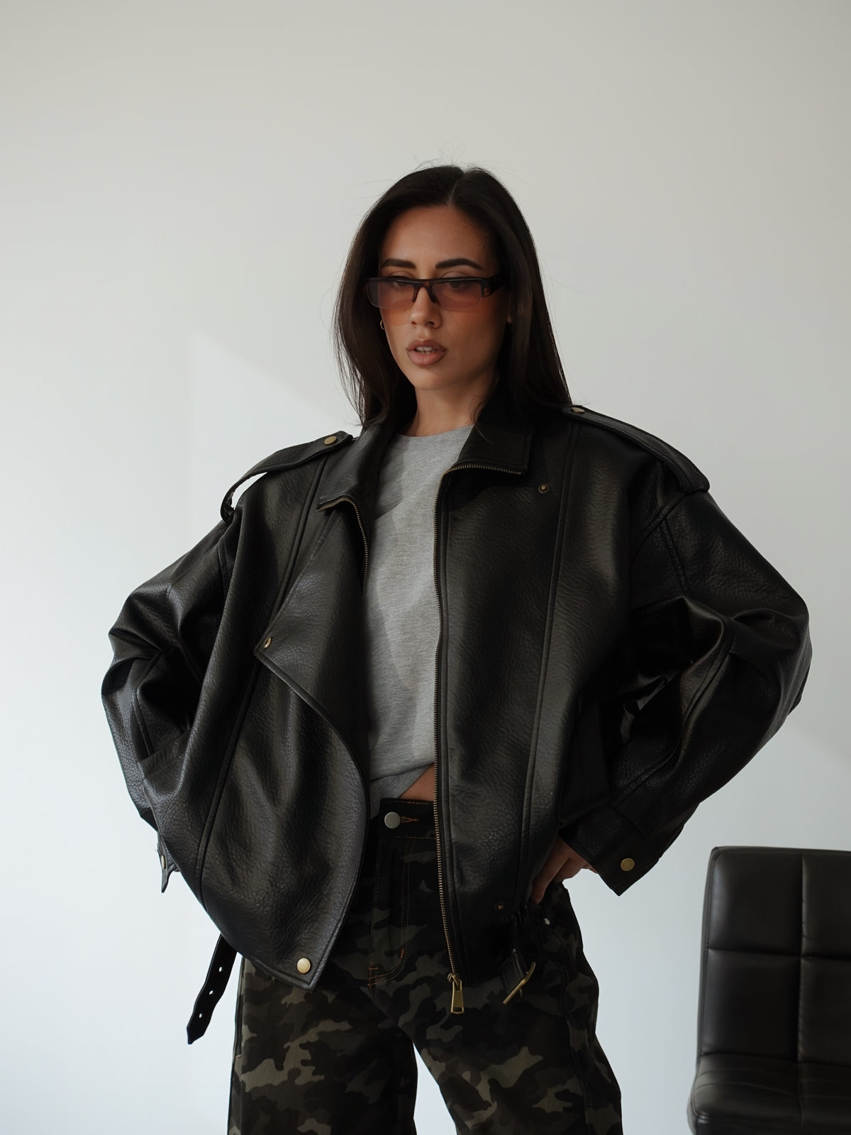 GIACCA OVER TOP GUN IN ECOPELLE - NERO 30384