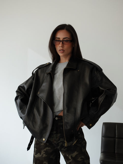 GIACCA OVER TOP GUN IN ECOPELLE - NERO 30384