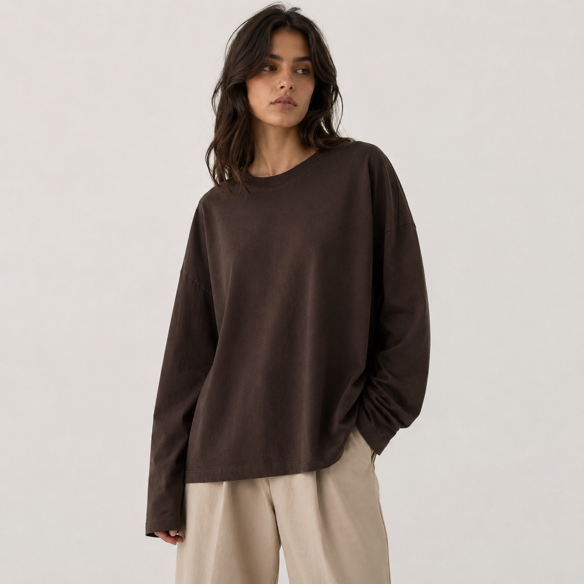 LONG-SLEEVE BASIC LUMINA - CIOCCOLATO LD6024