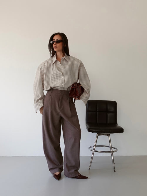 PANTALONI LUMINA CON PINCES - FANGO LD6227