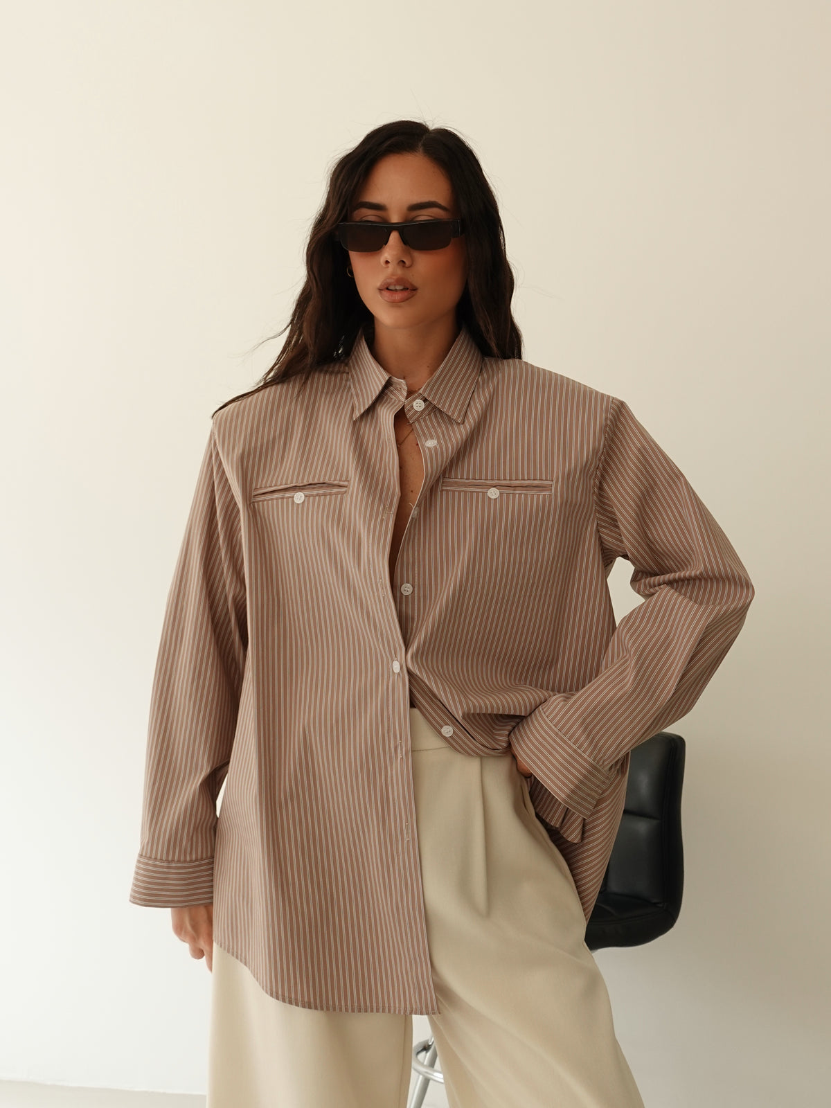 CAMICIA MILLERIGHE CON SPALLINE - SABBIA 19570