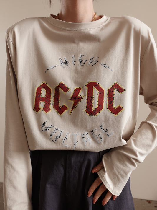 LONG SLEEVE AC/DC CON SPALLINE - BEIGE F0696