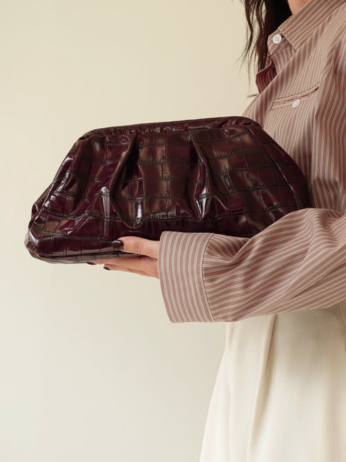 POUCH BAG CROCO - BURGUNDY