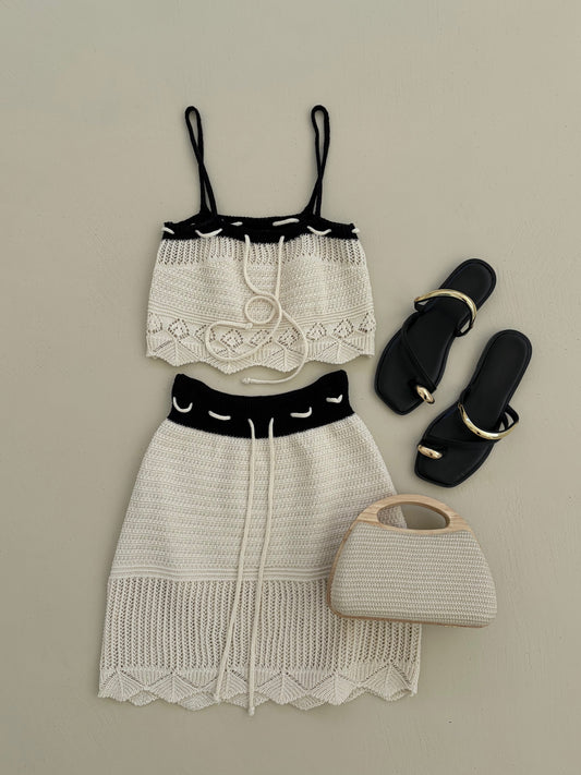 COORDINATO FUERTEVENTURA CROCHET - BURRO/NERO 24507