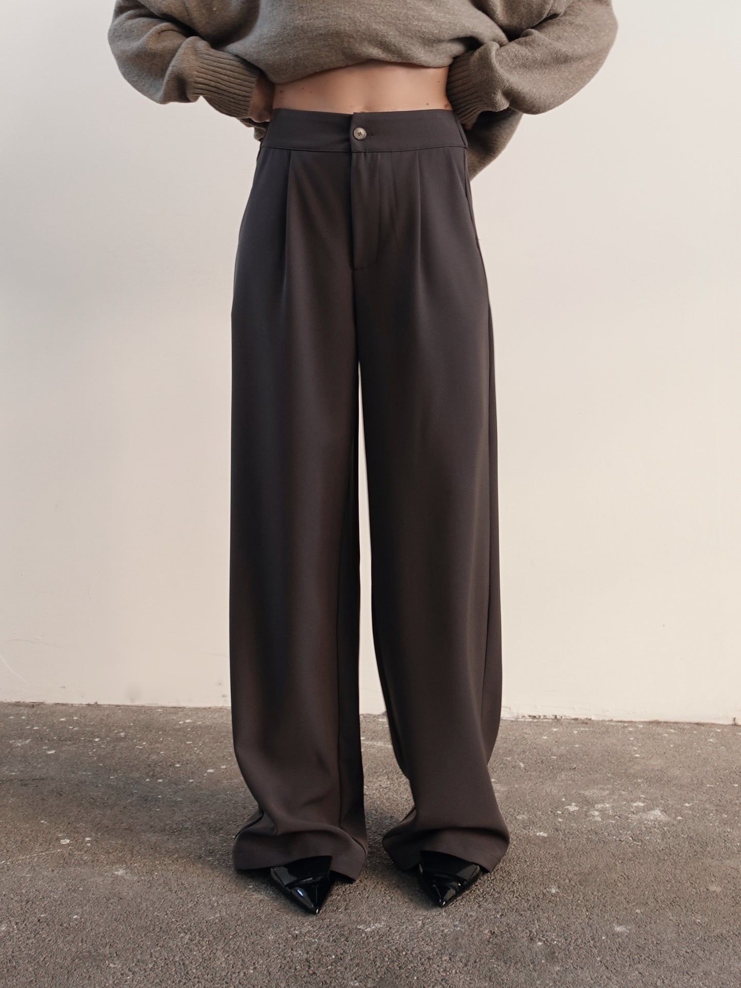 PANTALONI MORBIDI WIDE LEG - GRIGIO SCURO 4181