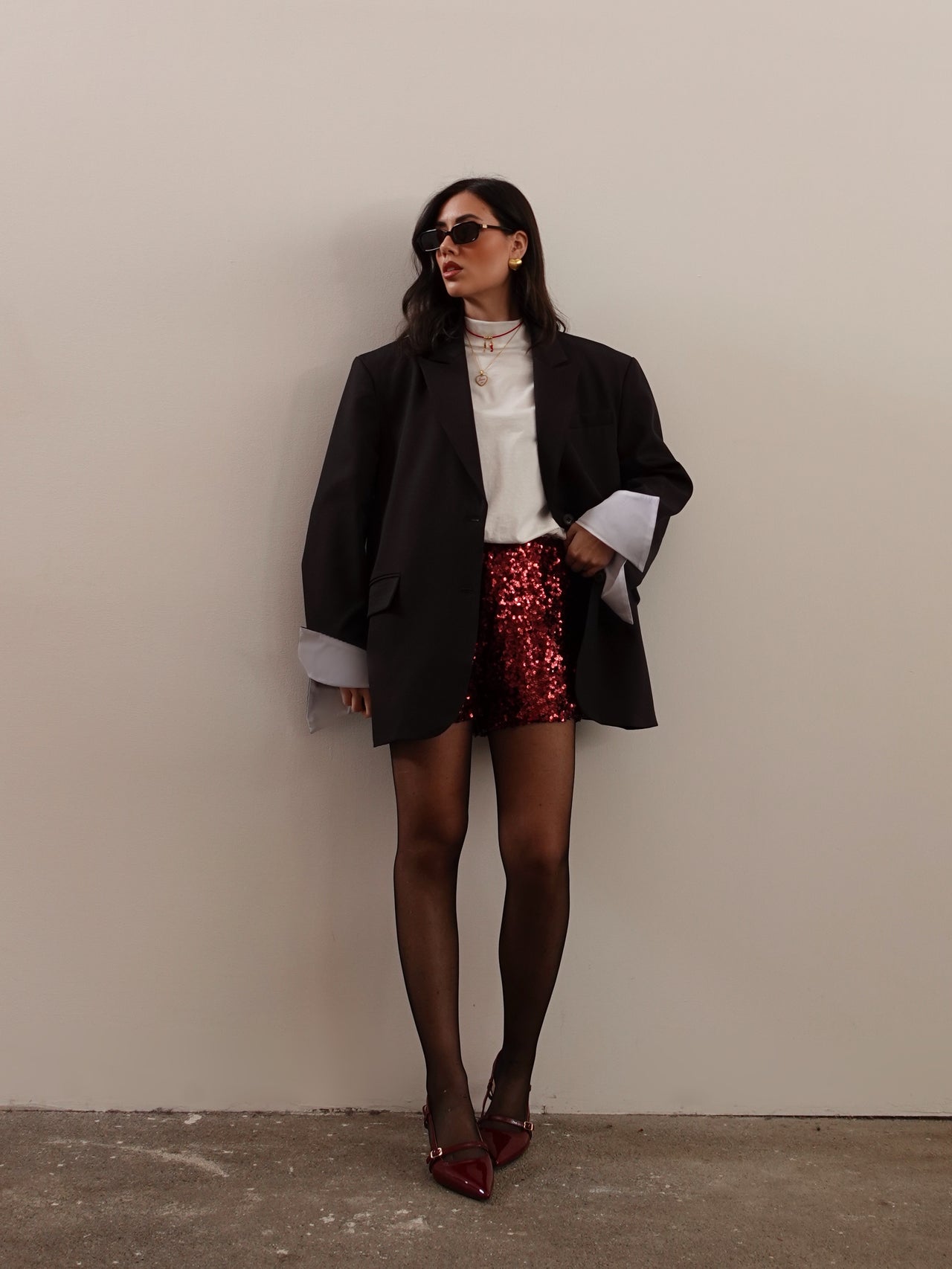 SHORTS CON PAILLETTES - BORDEAUX 2255