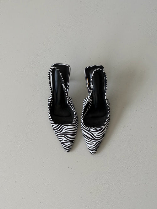 SLINGBACK ZEBRATA - BIANCO/NERO L8190