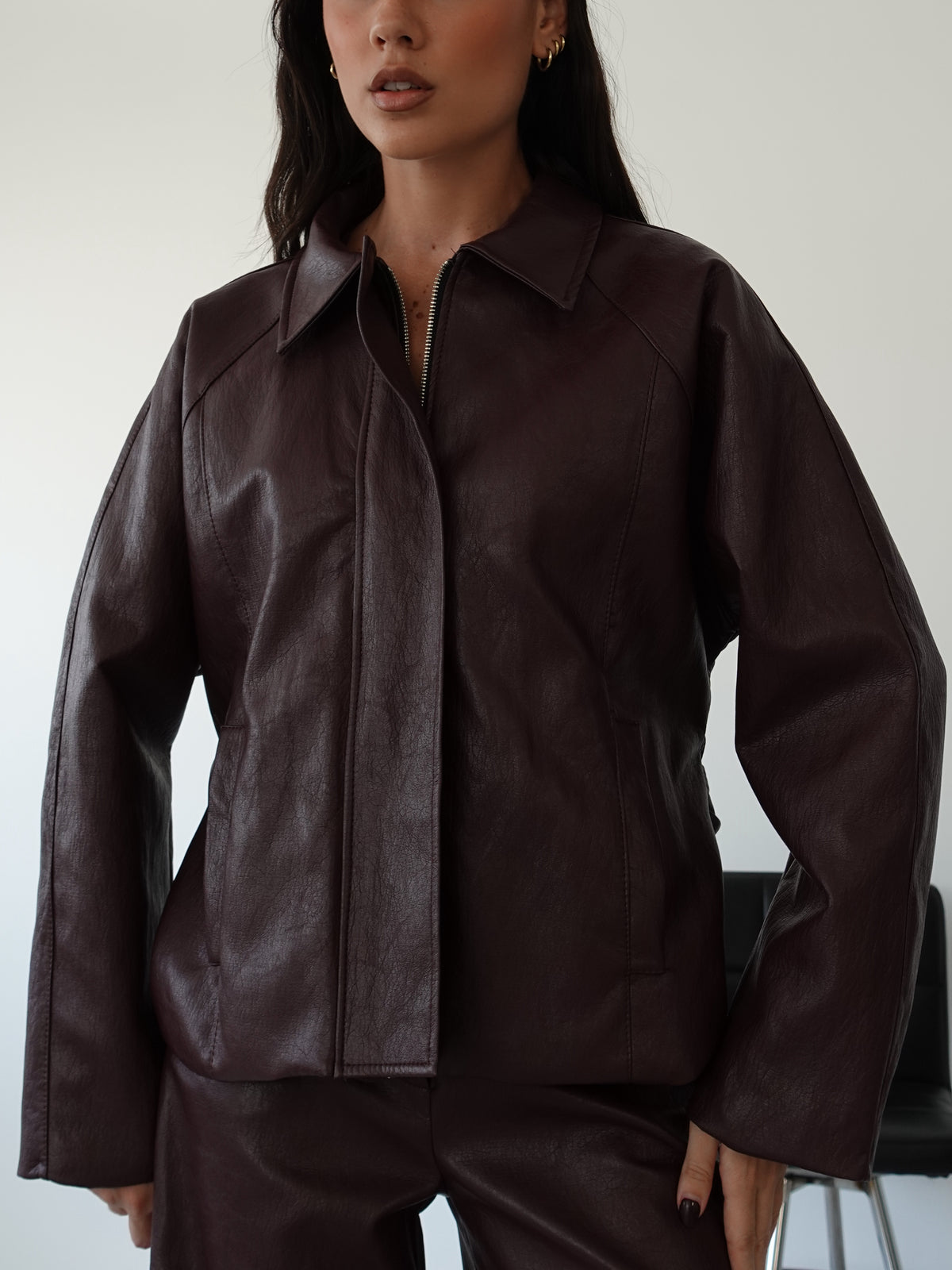 GIACCA IN ECOPELLE CON CINTURA - WINE 26399