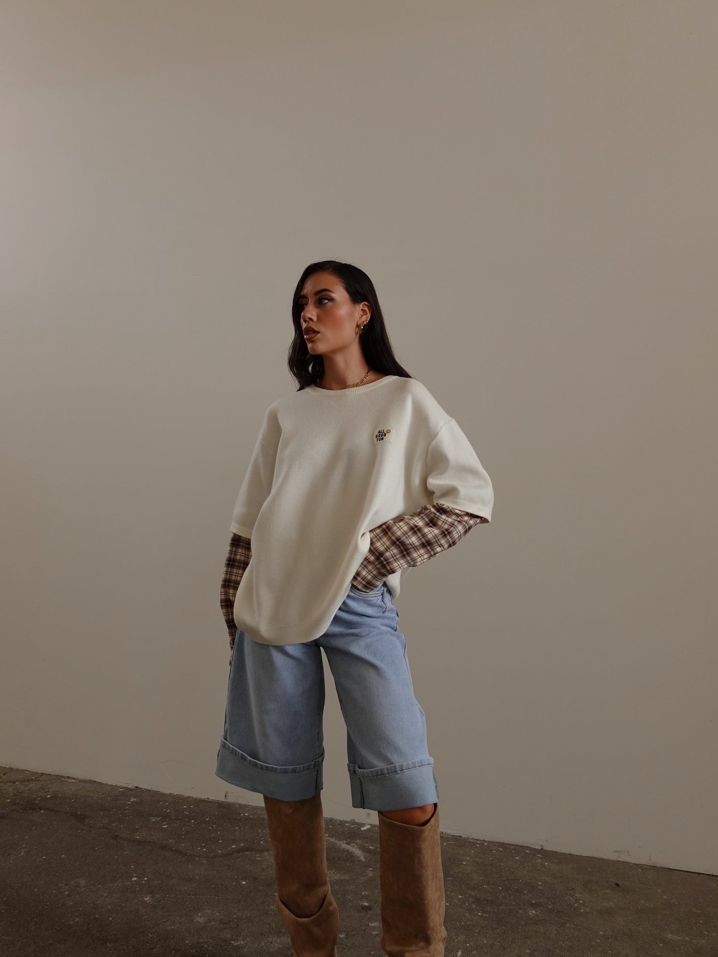 BERMUDA BAGGY CON PIEGONE - LAVAGGIO CHIARO 8747