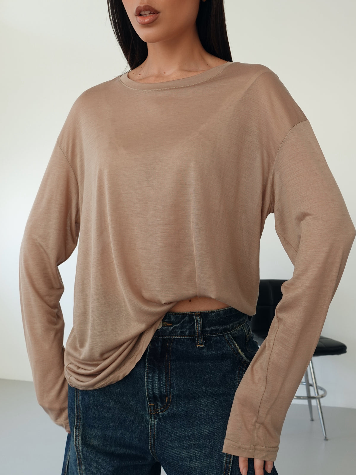 LONG-SLEEVE SEMITRASPARENTE - CAMEL LA006