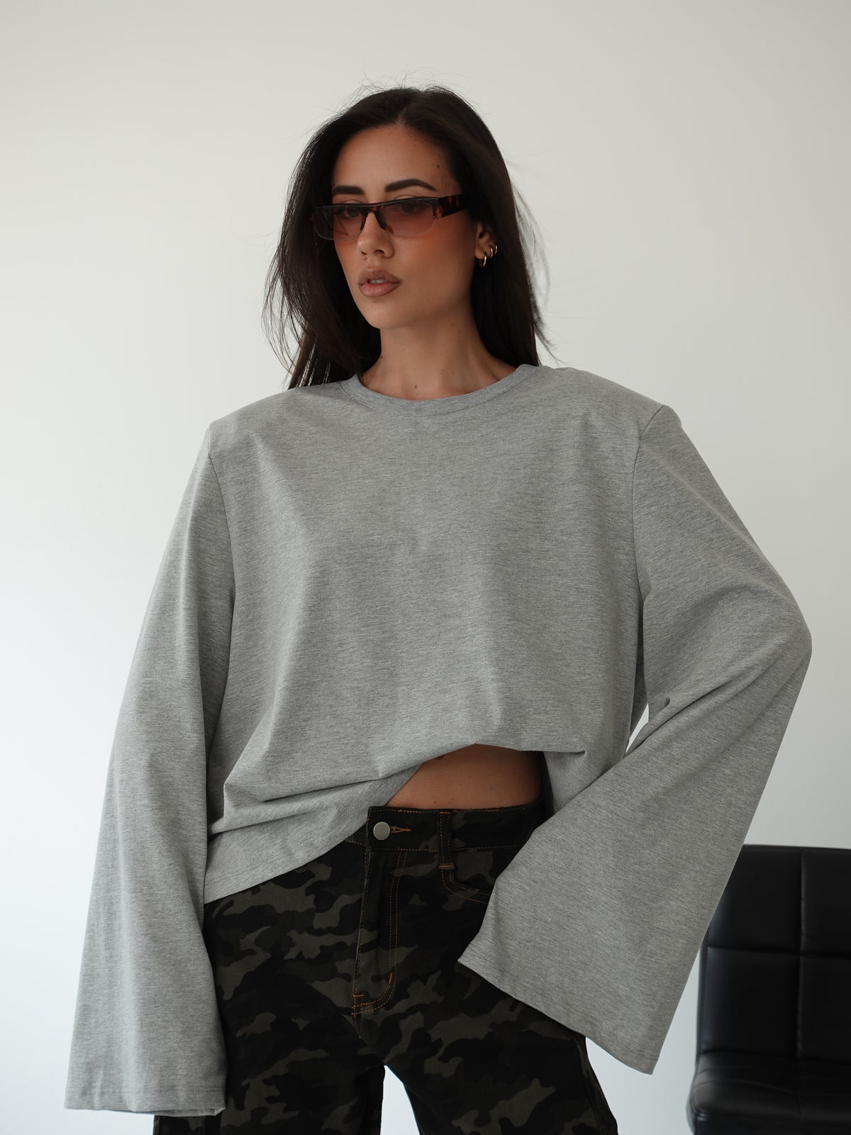 LONG-SLEEVE LUMINA CON SPALLINE - GRIGIO LD6134