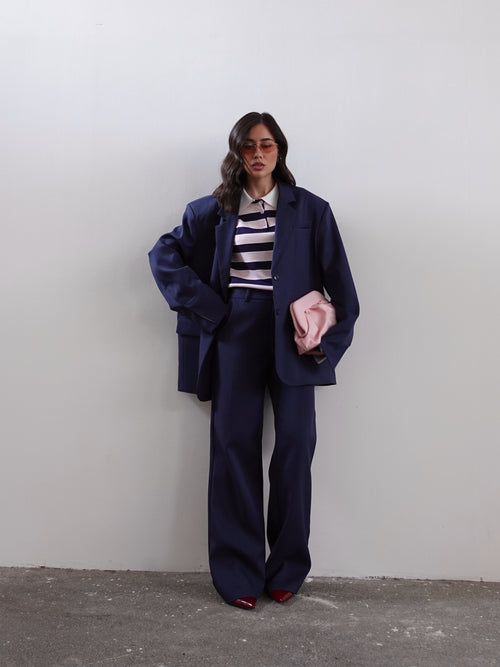 PANTALONI GESSATI ALTHAEA - BLU 3177