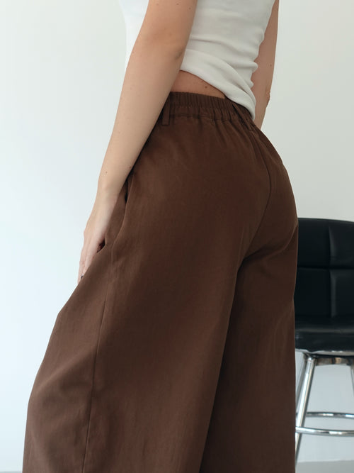 PANTALONI BALLOON 100% COTONE - MARRONE 9134