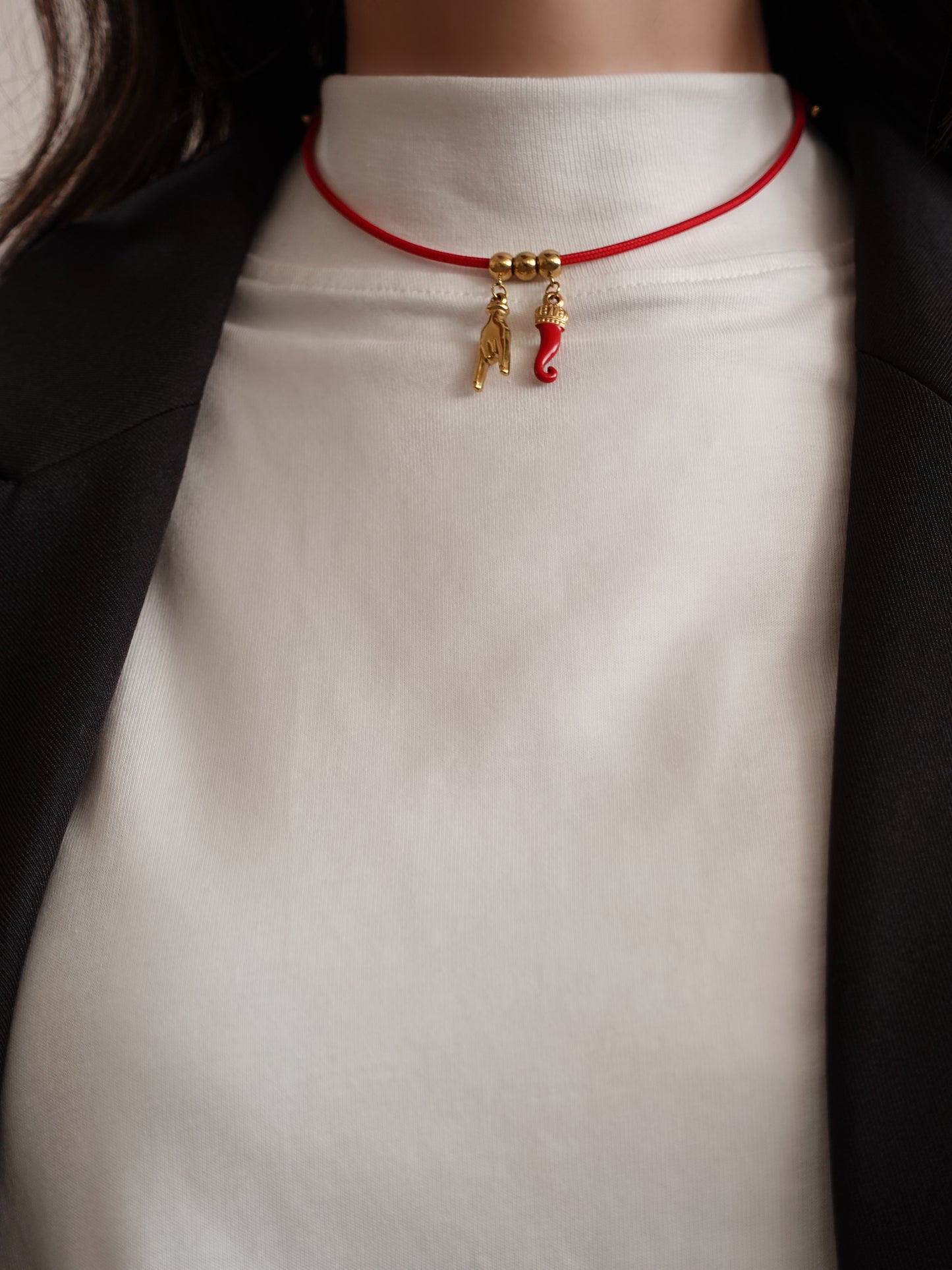 CHOKER GOOD LUCK - ROSSO/ORO