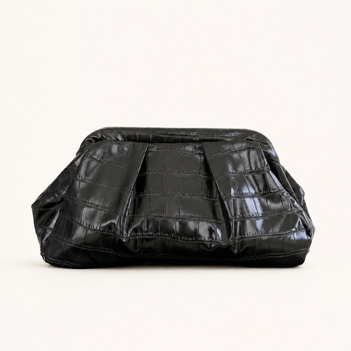 POUCH BAG CROCO - NERO