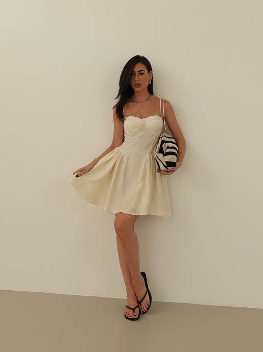 MINI DRESS PLAYA CON COPPETTE - BURRO 6671