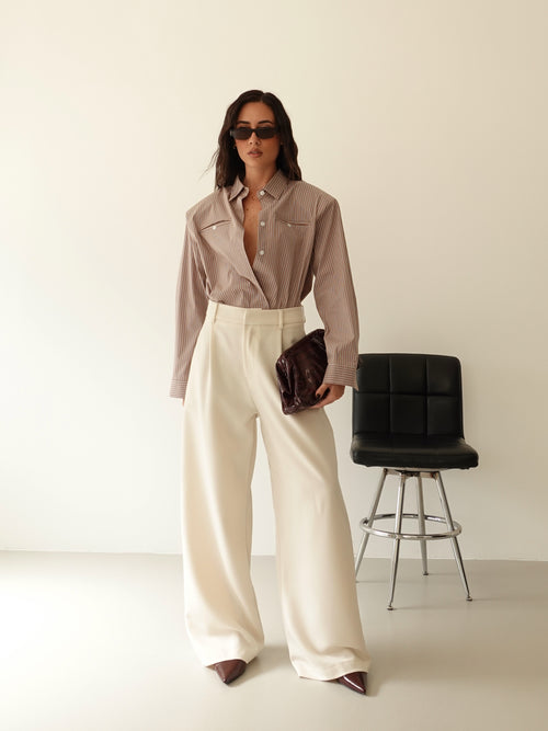 CAMICIA MILLERIGHE CON SPALLINE - SABBIA 19570
