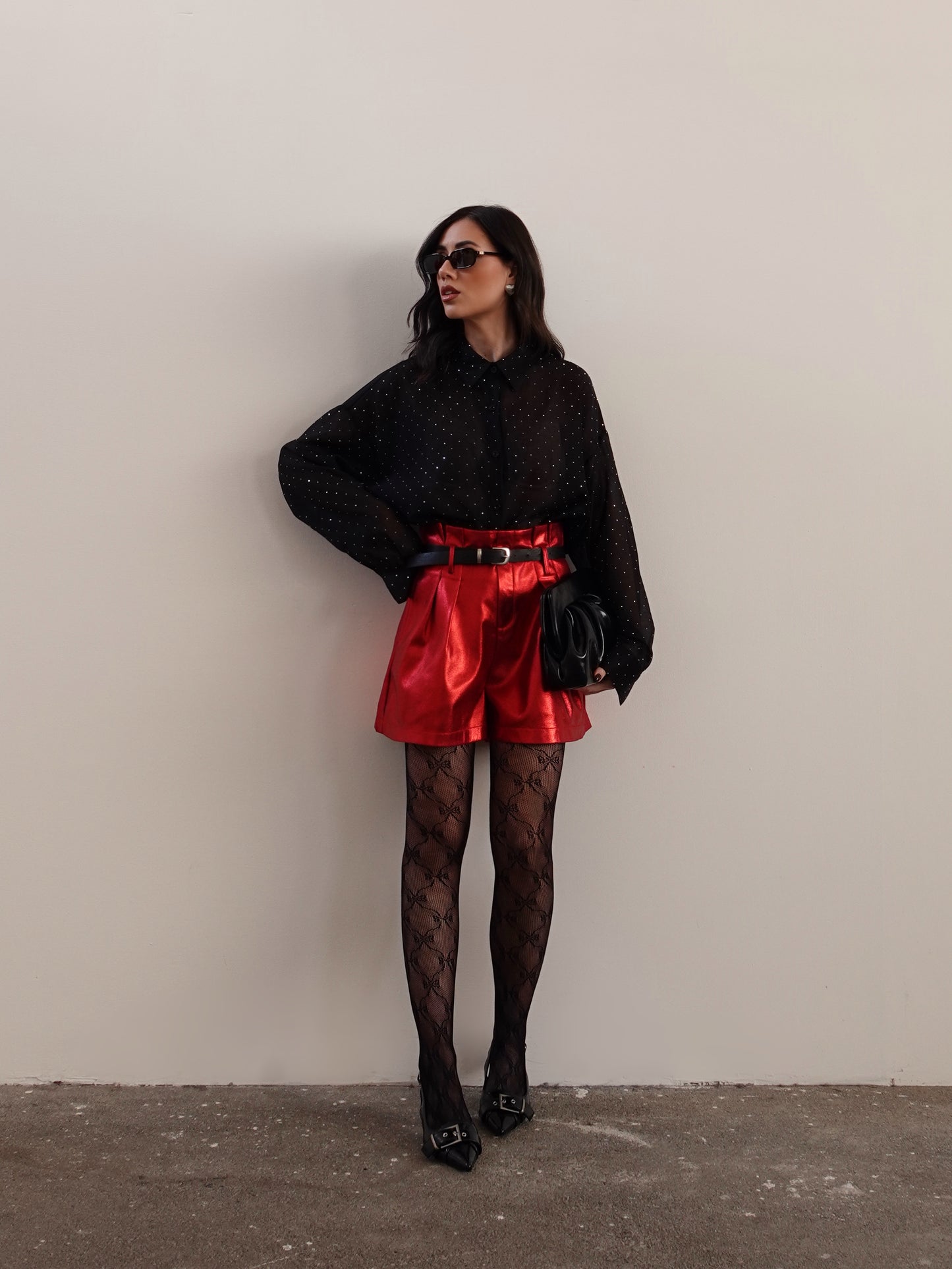 CAMICIA VELATA SHINE - NERO 76100