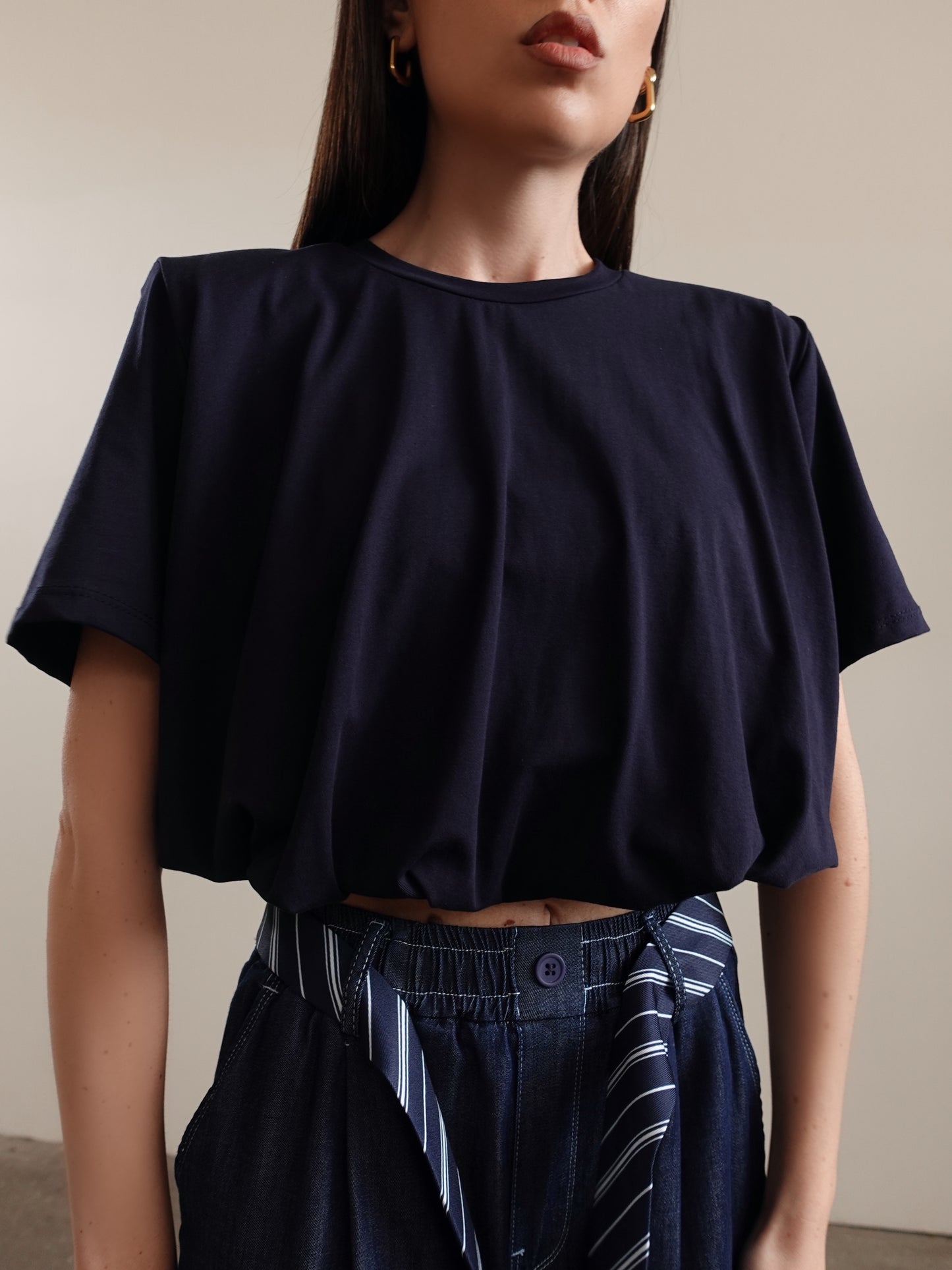 T-SHIRT CROP BALLOON - BLU 973551