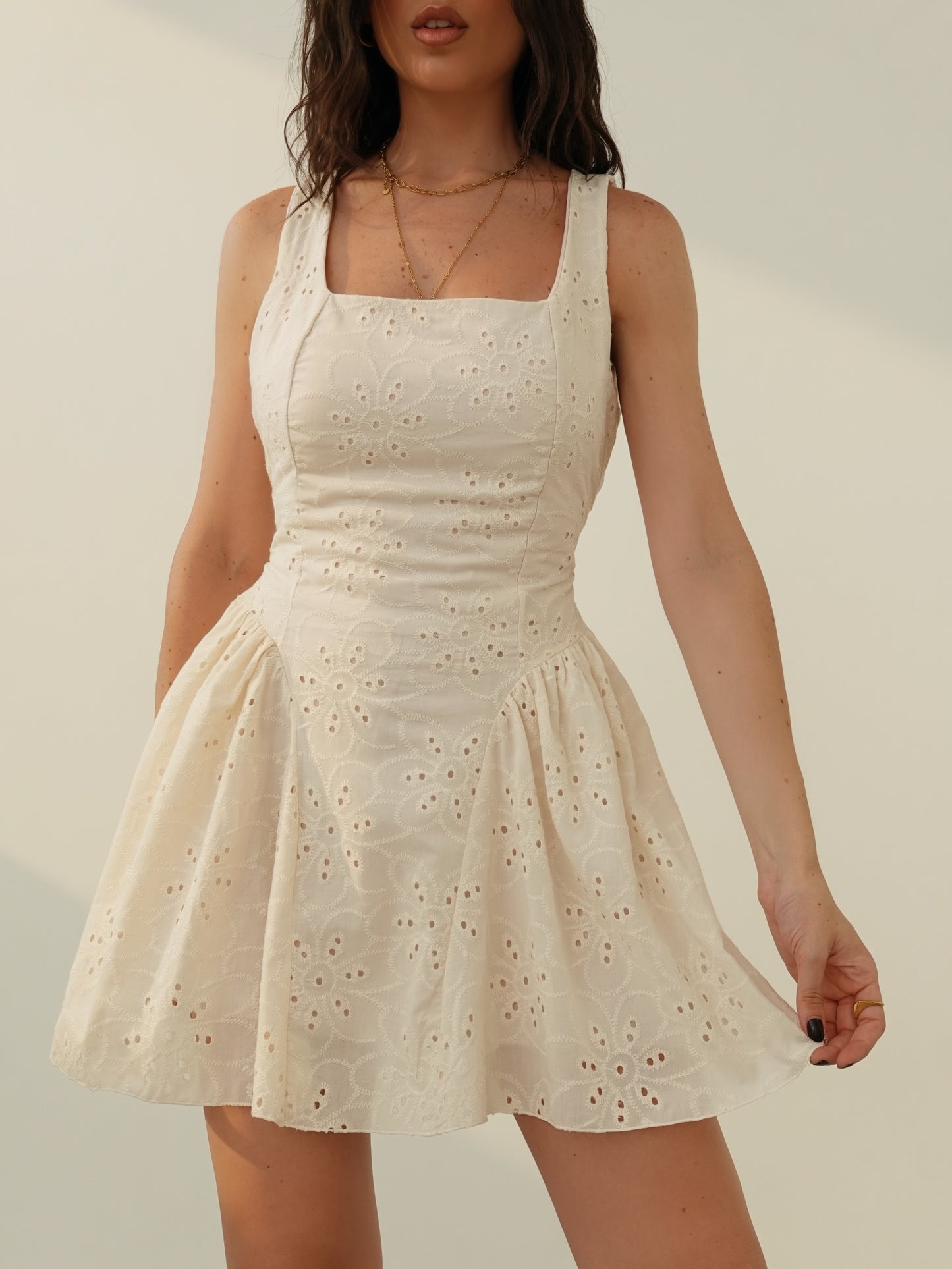 MINI DRESS IN PIZZO SANGALLO - BURRO 59177