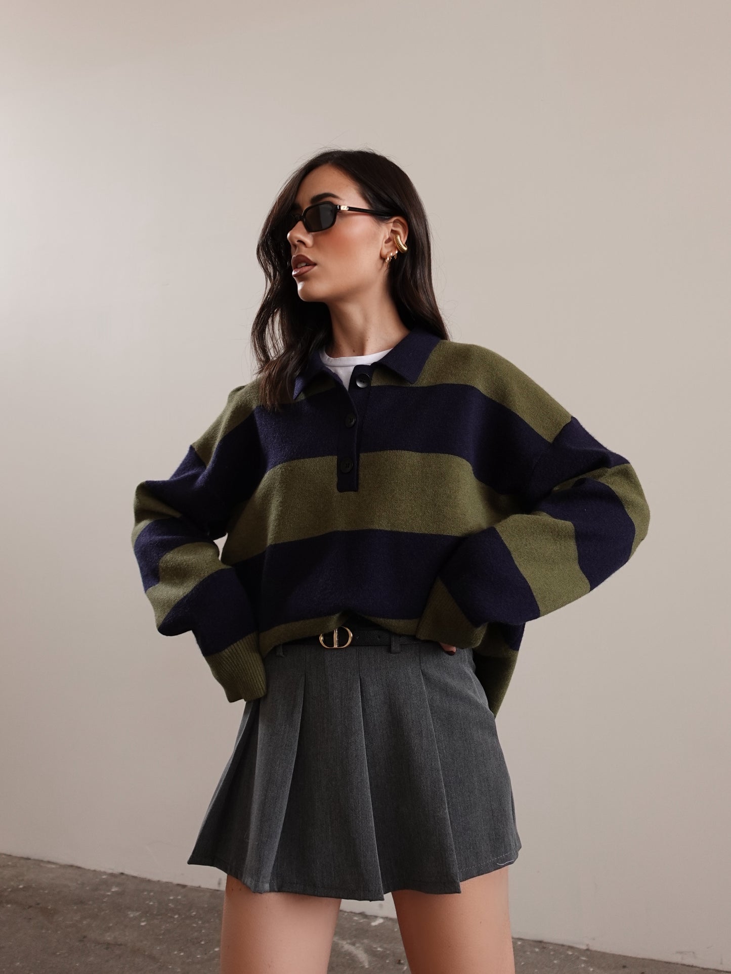 MAGLIONE POLO A RIGHE - VERDE/BLU 654