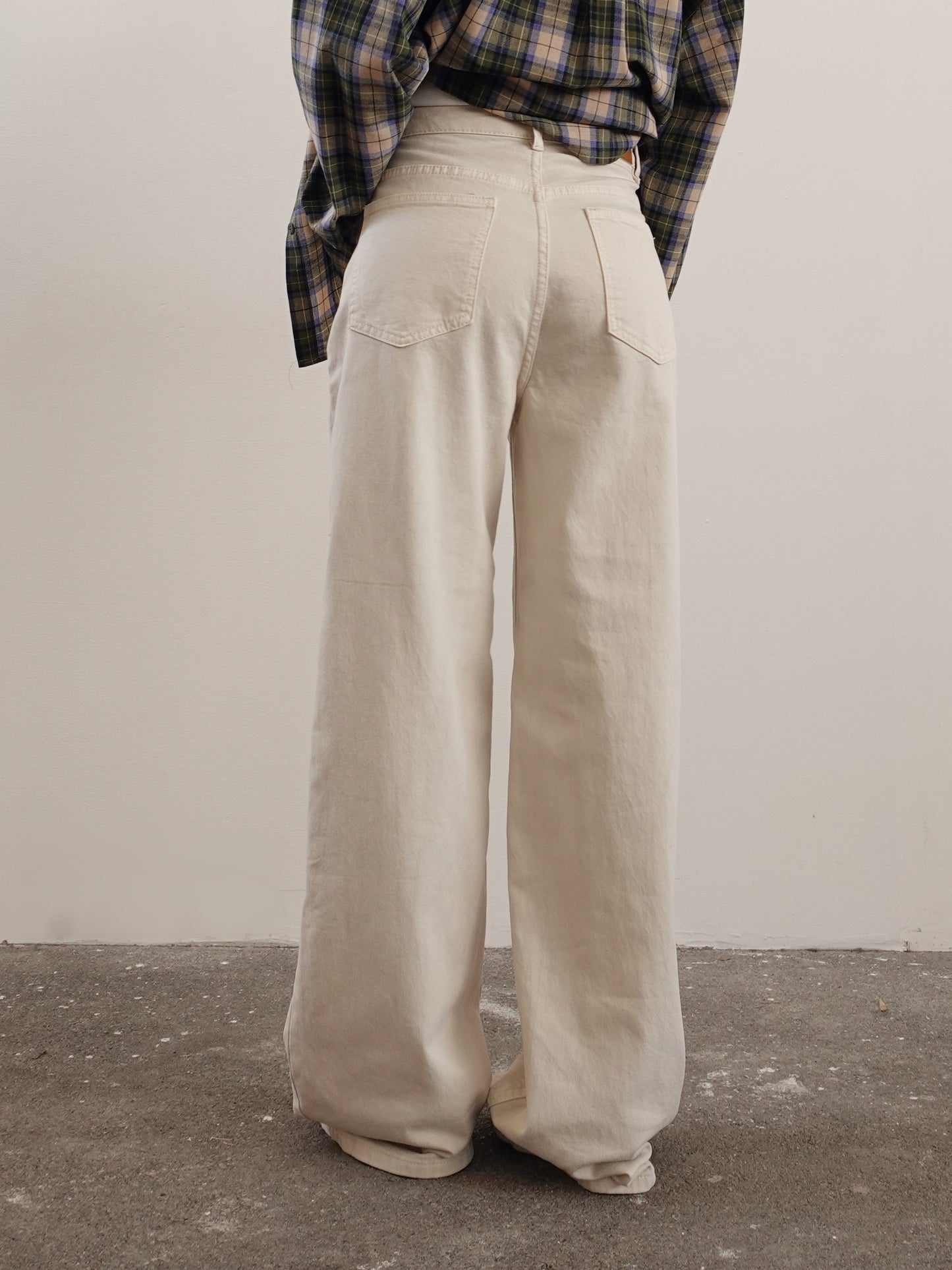 JEANS VITA ASIMMETRICA WIDE LEG - BEIGE 3581
