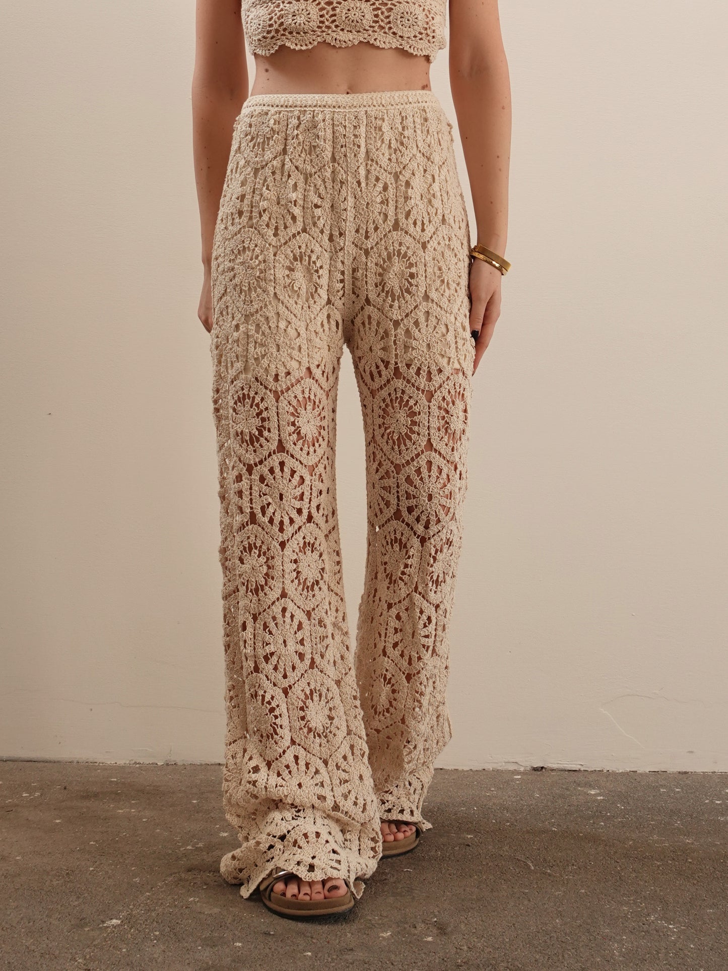 PANTALONI CROCHET BALI - BEIGE 28051