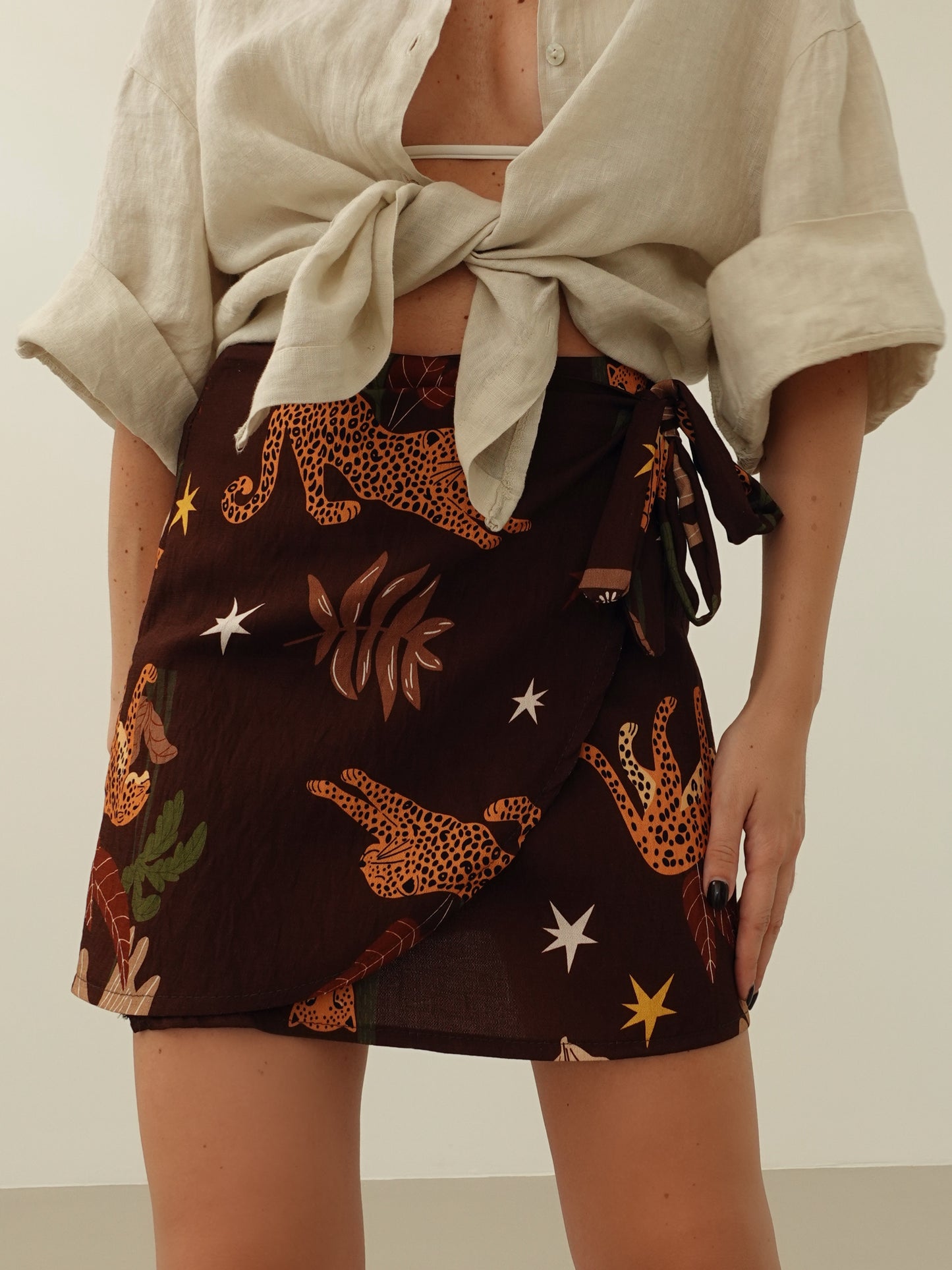 MINI GONNA PAREO JUNGLE - MARRONE 28748