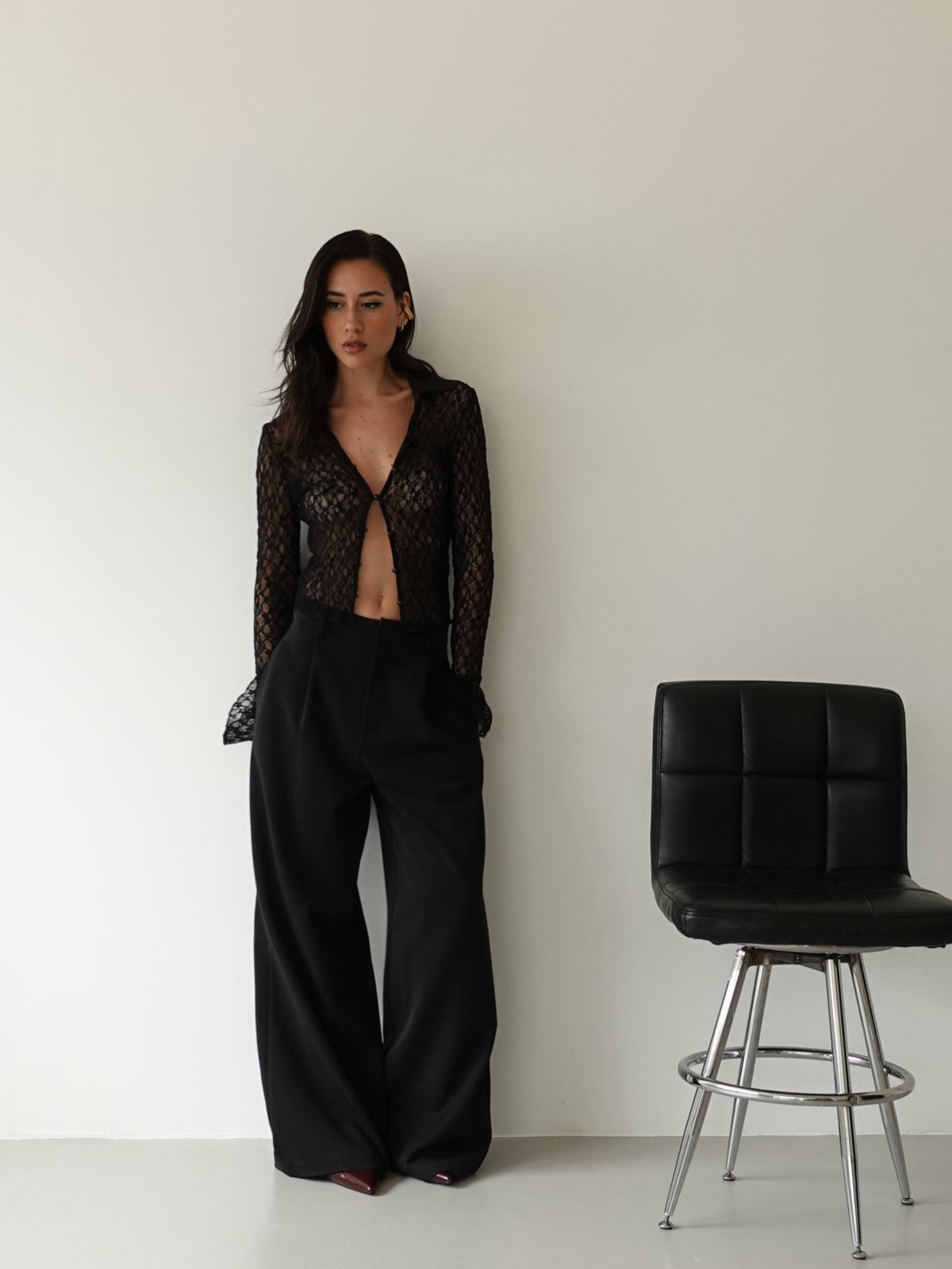 PANTALONI WIDE LEG LUMINA - NERO Y0280