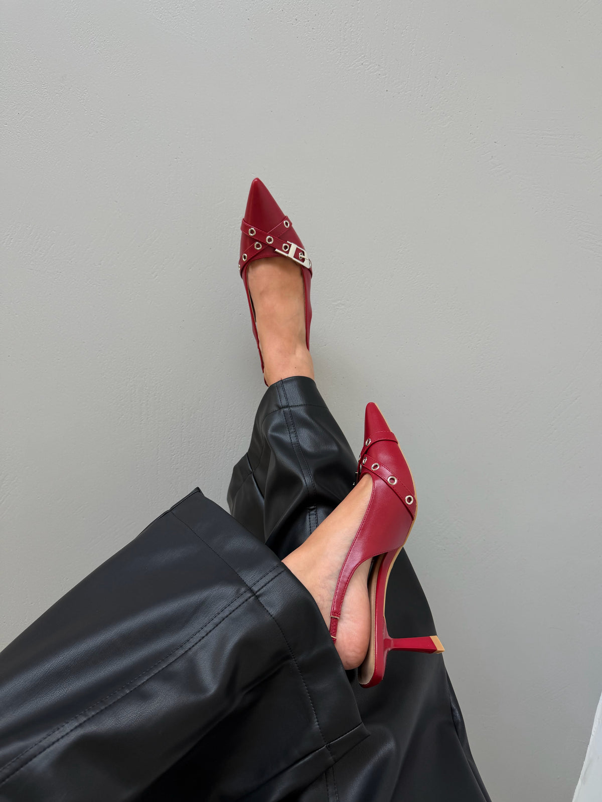 SLINGBACK BIKER - ROSSO KL2926