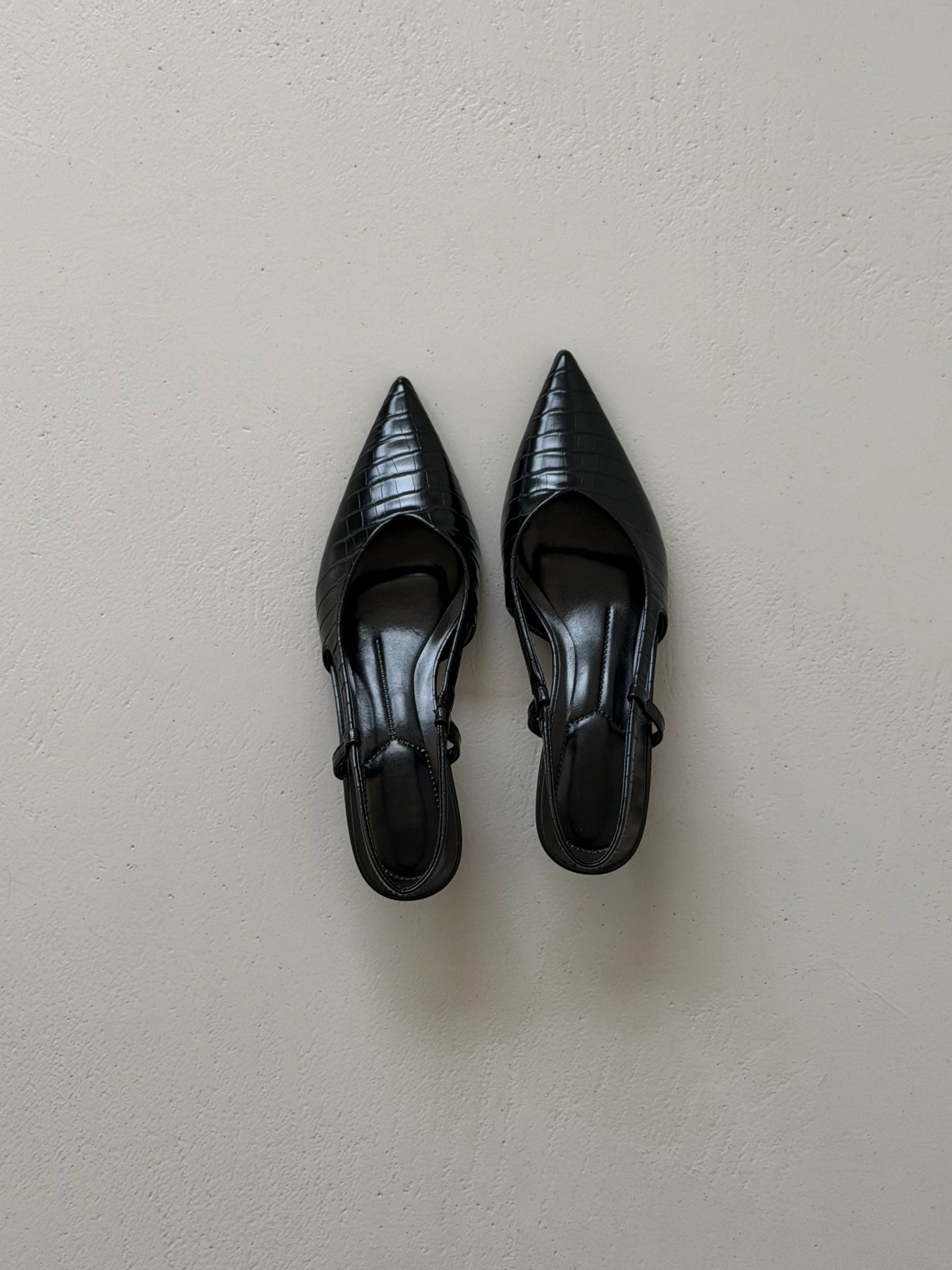 SLINGBACK KITTEN CROCO - NERO M870